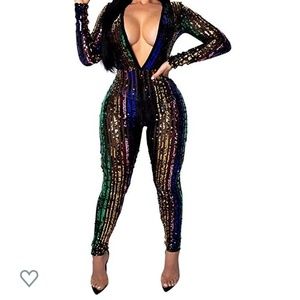 Sequin bodycon sexy bodysuit